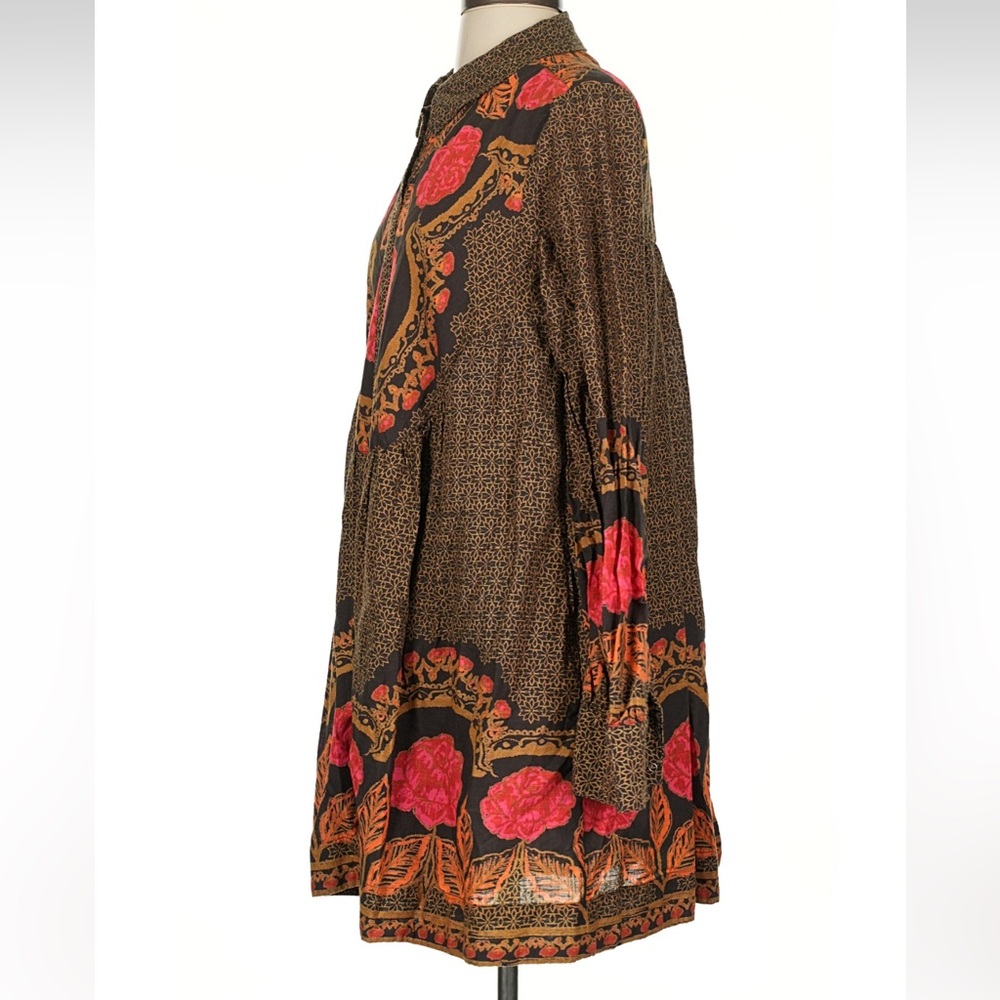 Free People Smell The Roses Mini Dress In Dark Coffee - Picture 9 of 16